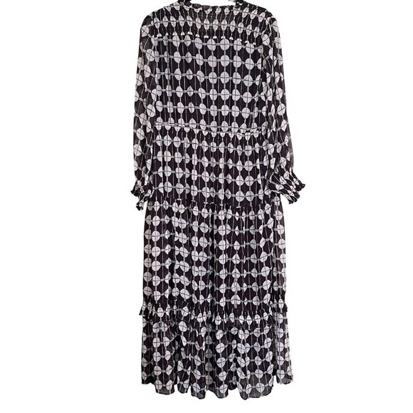 Nic + Zoe $228 Chiffon Dot Maxi Dress Size Large NWT Black White - Picture 11 of 12
